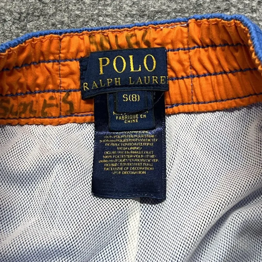 Polo Ralph Lauren Swim Shorts Boys S Blue Mesh Lined Drawstring Pony Logo Trunks